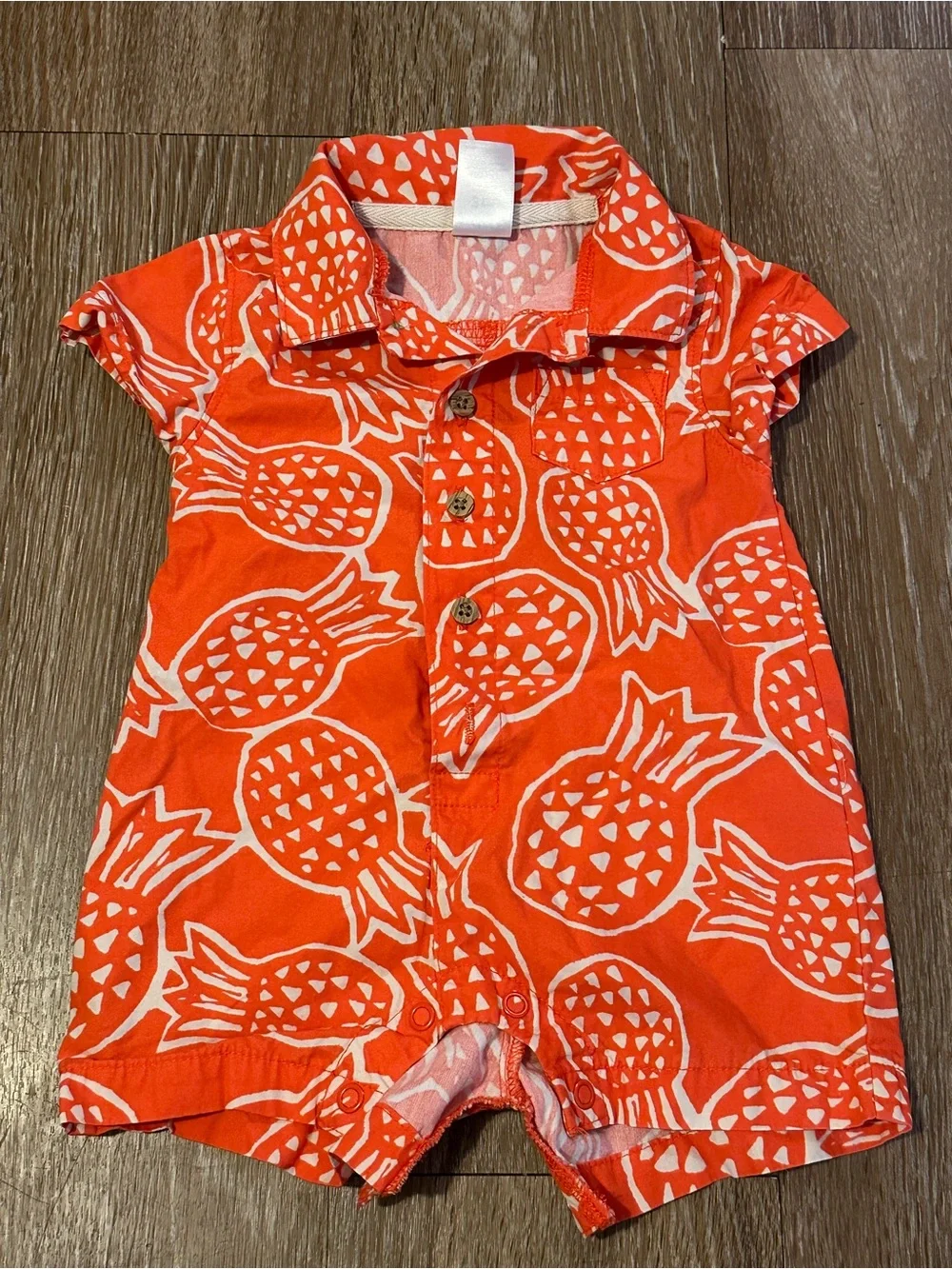 Carter's Coral and White Pineapple Print Romper